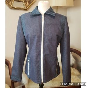 St.John Sport Denim Blazer Jacket SzM